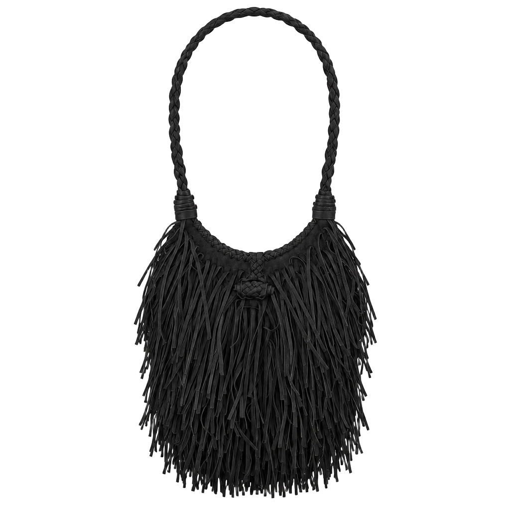 y2k black western fringe purse 1