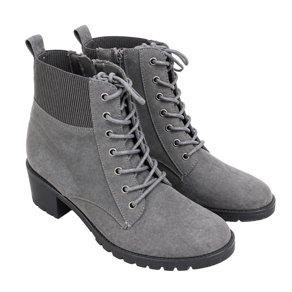 Market & Spruce Halyn Block Heel Lace-Up Ankle Bootie Dark Grey 1