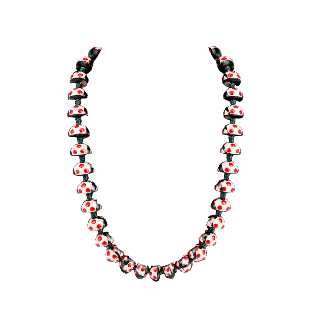 Handmade Ladybug Ceramic Bead Necklace 1