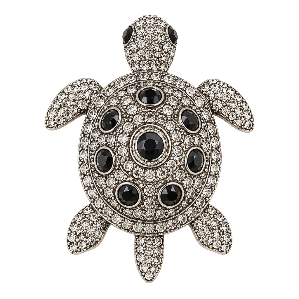 Vtg Rhinestone Turtle Hinged Bangle Bracelet 1