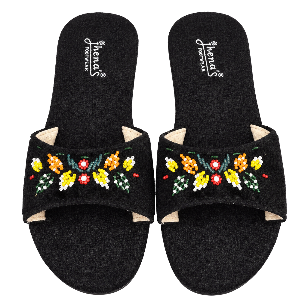 Jhena's Footwear Beaded Slide Sandals Black Size 10 1