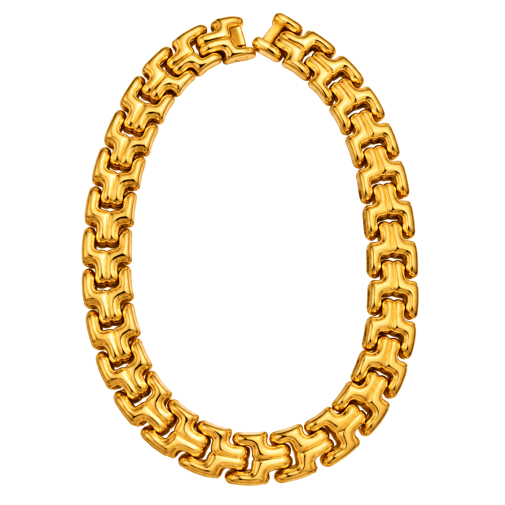 Vintage Gold Tone Chunky Link Statement Necklace 1