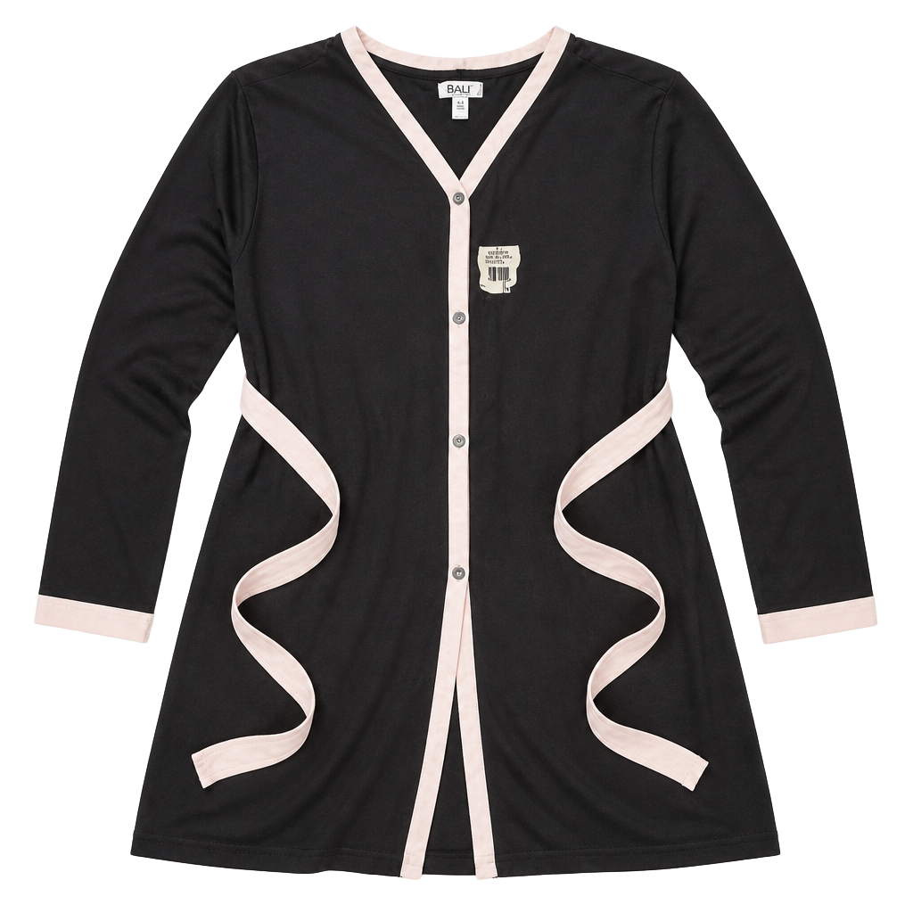 BALI Cloud Knit V-Neck Button-Front Robe with Belt Style B32180 1