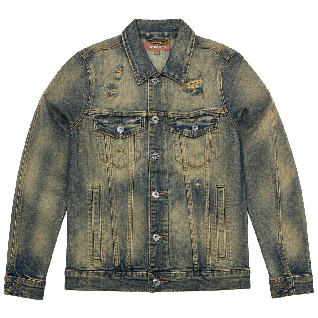 Crysp Denim Distressed Vintage Tinted Wash Denim Jacket Size M 1