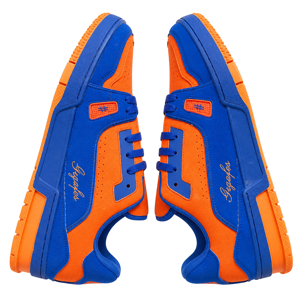 Gagafes Blue and Orange Low Top Sneakers Knicks Colorway 1