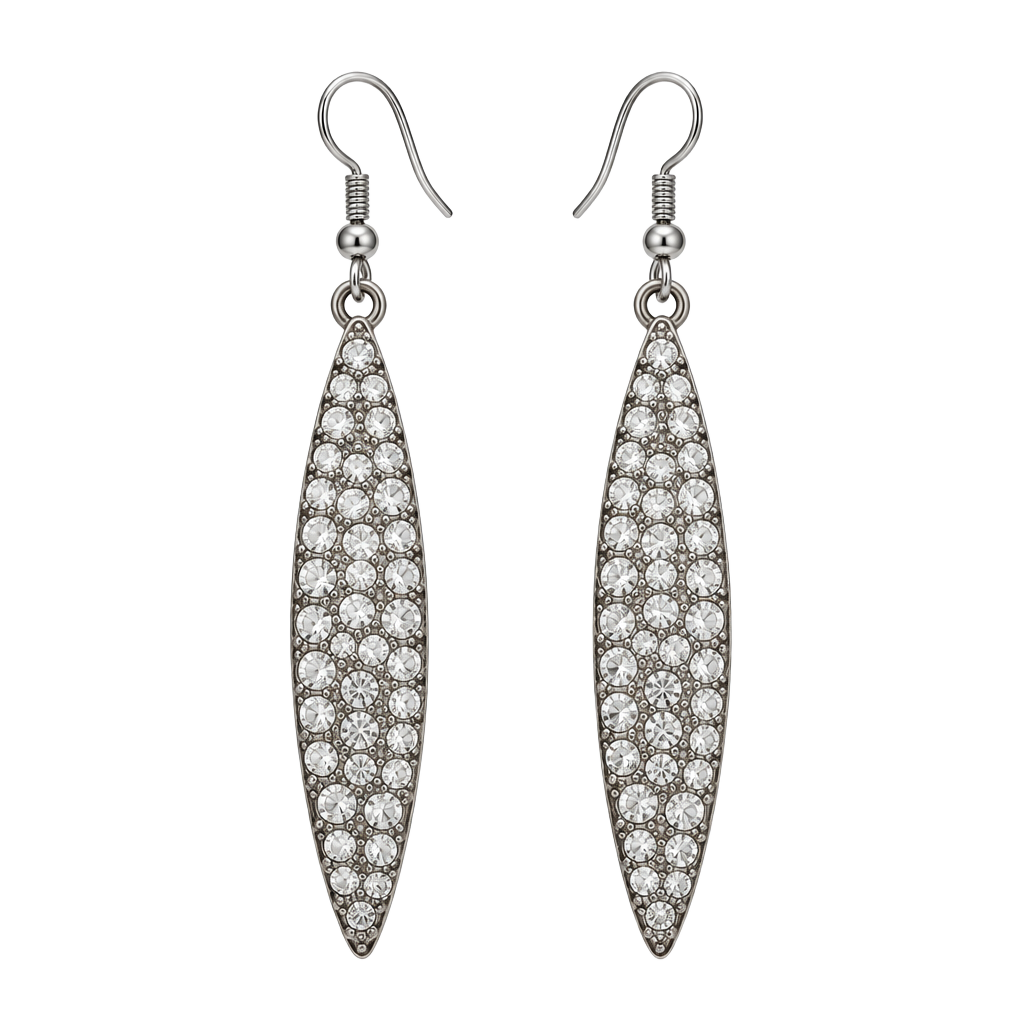 INC International Concepts Pave Rhinestone Drop Earrings Silver Tone 1