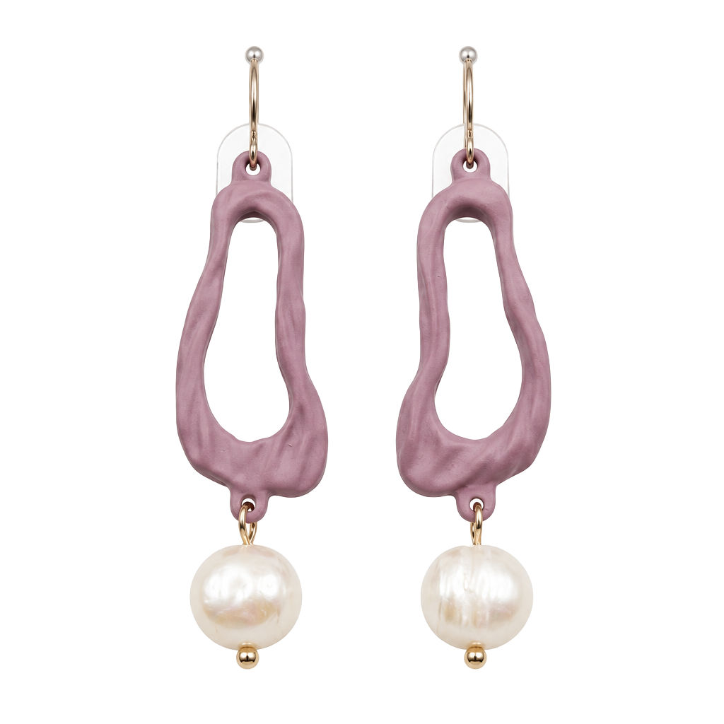 Ti Duo Pink Open Circle Freshwater Pearl Dangle Earrings 1