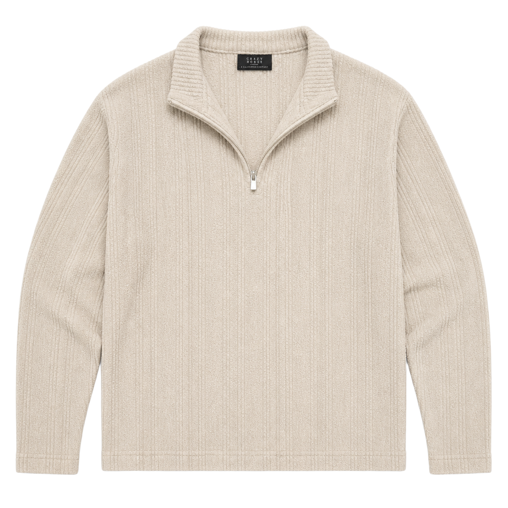 Crazy Horse A Claiborne Company Size L Beige Quarter Zip Pullover 1