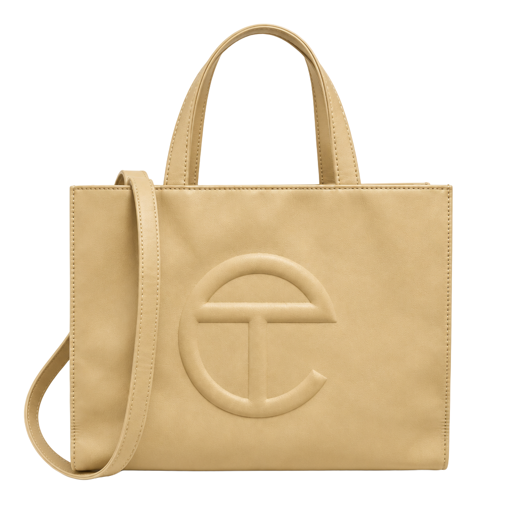 Telfar Medium Shopping Bag Cream Faux Leather Tote 1