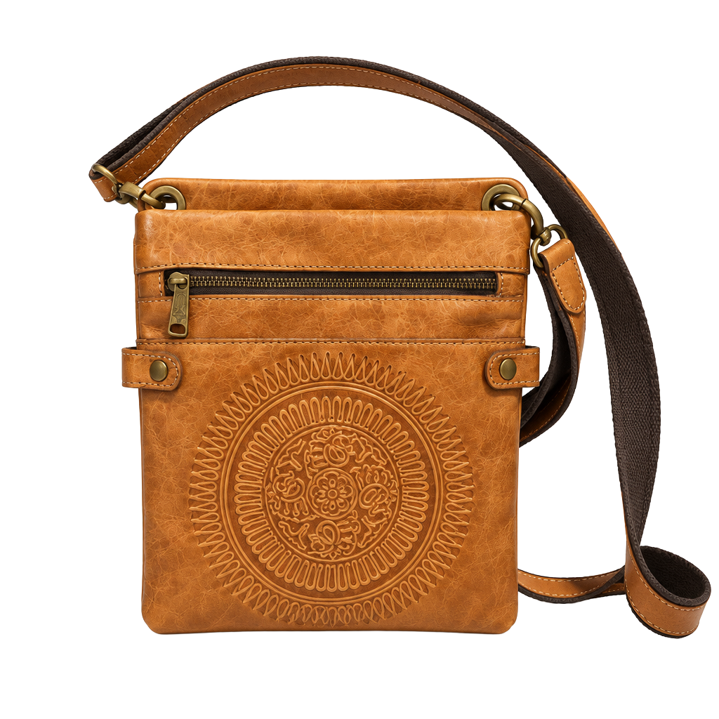 Patricia Nash Francesca Leather Brown Messenger Shoulder Bag Organizer Medium 1