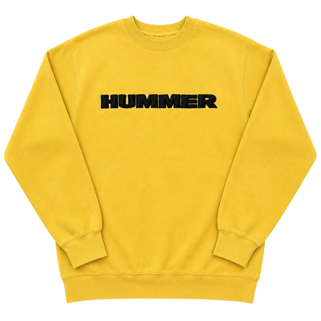 Steve & Barry's Hummer Yellow Embroidered Crewneck Sweatshirt Men's Medium 1