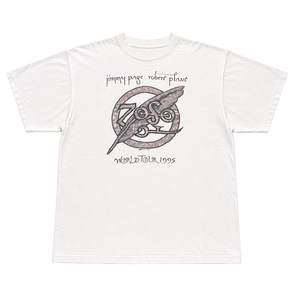 Vintage 1995 Jimmy Page Robert Plant Zoso World Tour Band T-Shirt XL 1