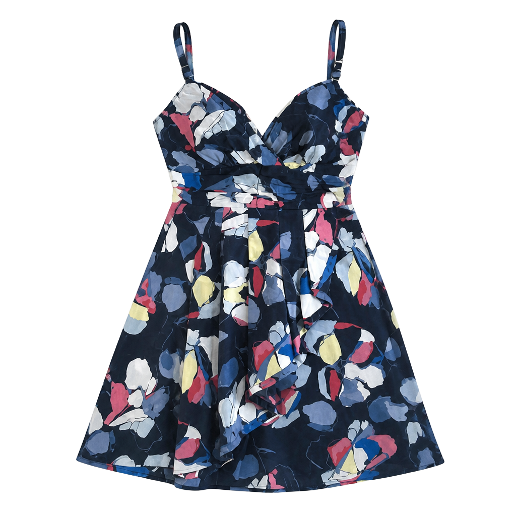 Abercrombie Fitch Floral Print Summer Dress Womens Size Med Smocked Ruffle Skirt 1