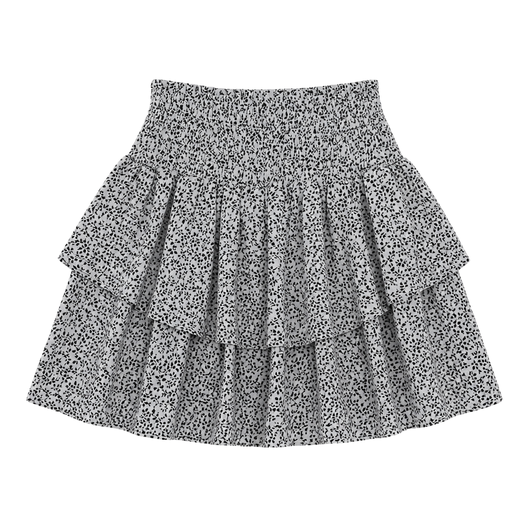 ZAFUL White Black Flounce Smocked Floral Skirt A-line Layered Women's Size 6 1
