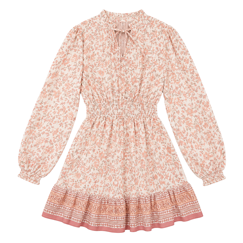 Cottagecore Prairie Floral Smocked Mini Dress Blu Pepper Pink Spring NWT Medium 1