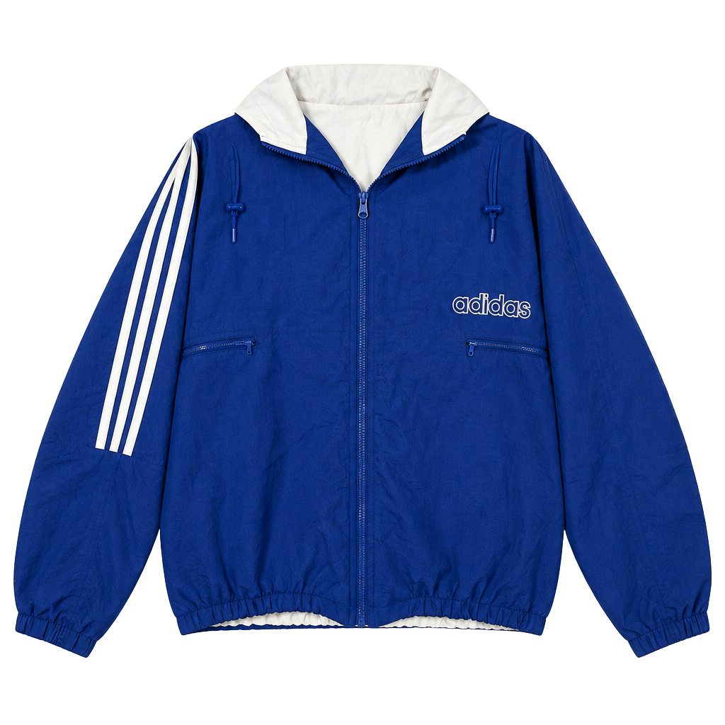 Adidas Vintage Hooded Jacket Size XL Blue White Quilted Lined 1