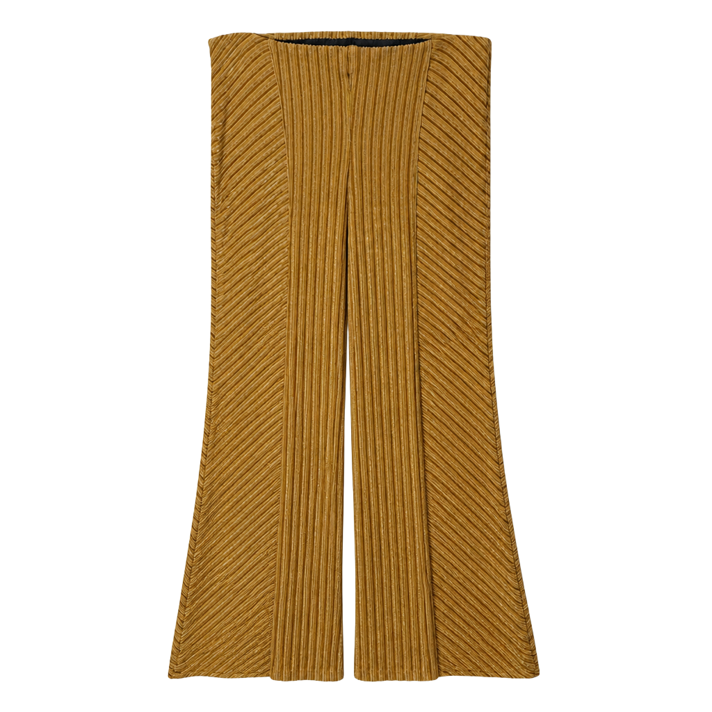 Free People Gold Ribbed Knit Flare Pants 1