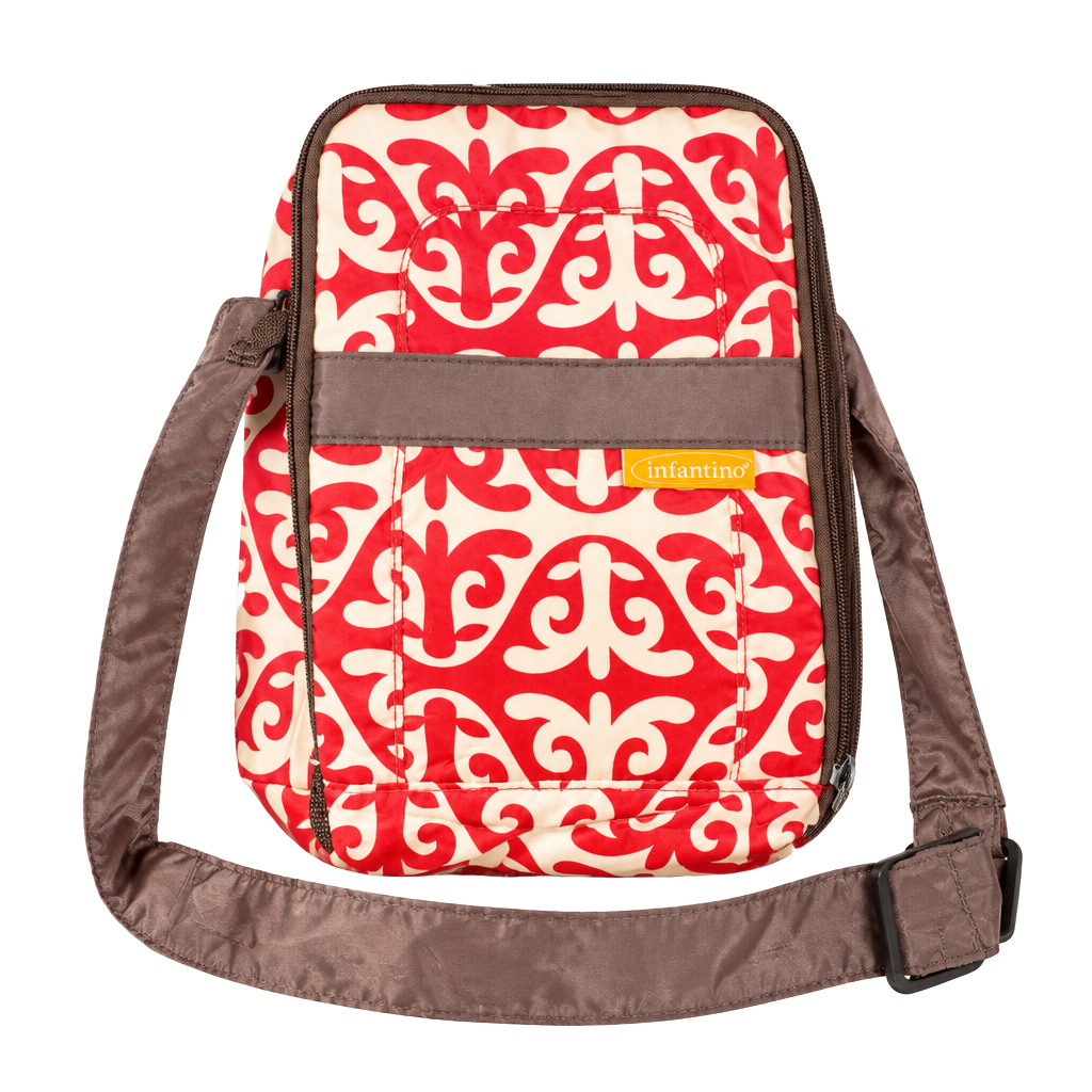 Infantino Stay Cool Cooler Bag Red Cream Printed Crossbody Diaper Bag 1