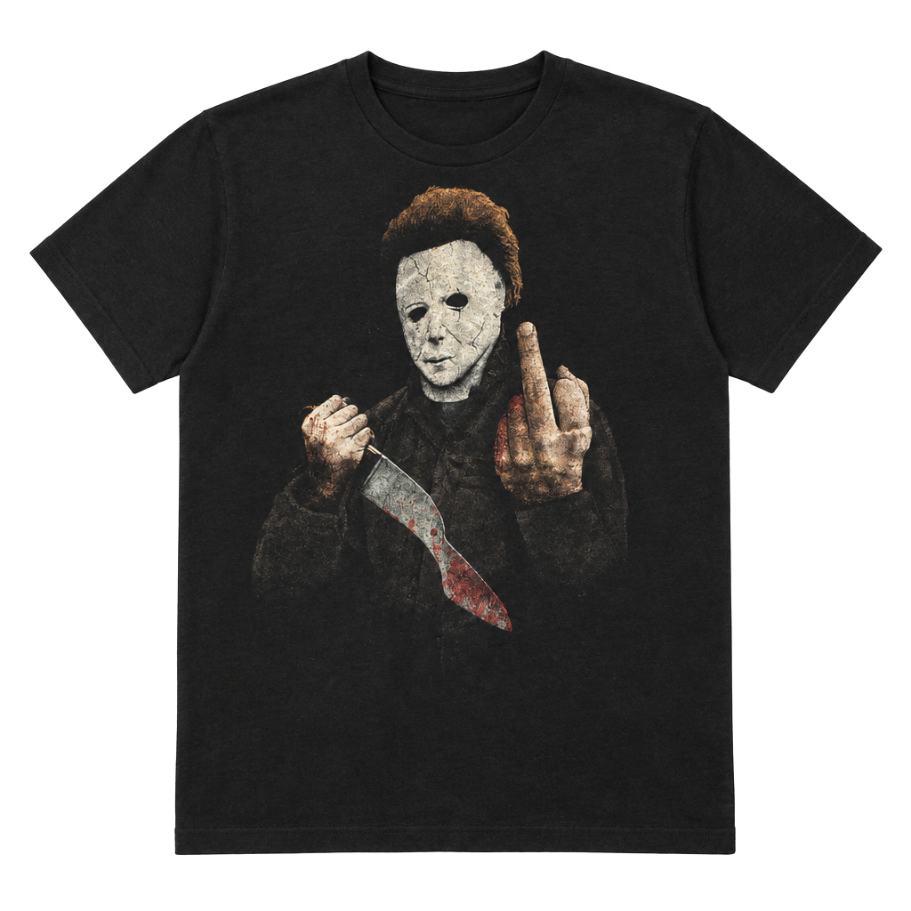 Halloween Michael Myers Middle Finger T-Shirt Size M Black 1