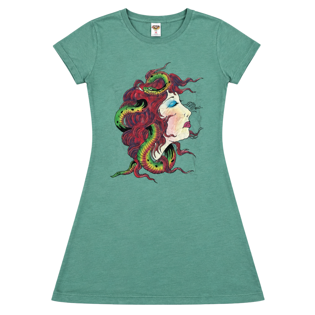 Ed Hardy Medusa Graphic T-Shirt Size M Green Y2K Tattoo Art 1