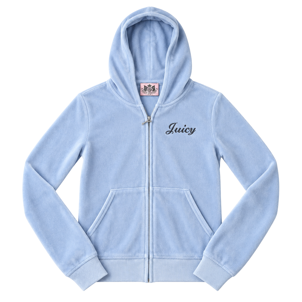 Juicy Couture Velour Zip Hoodie Light Blue 1
