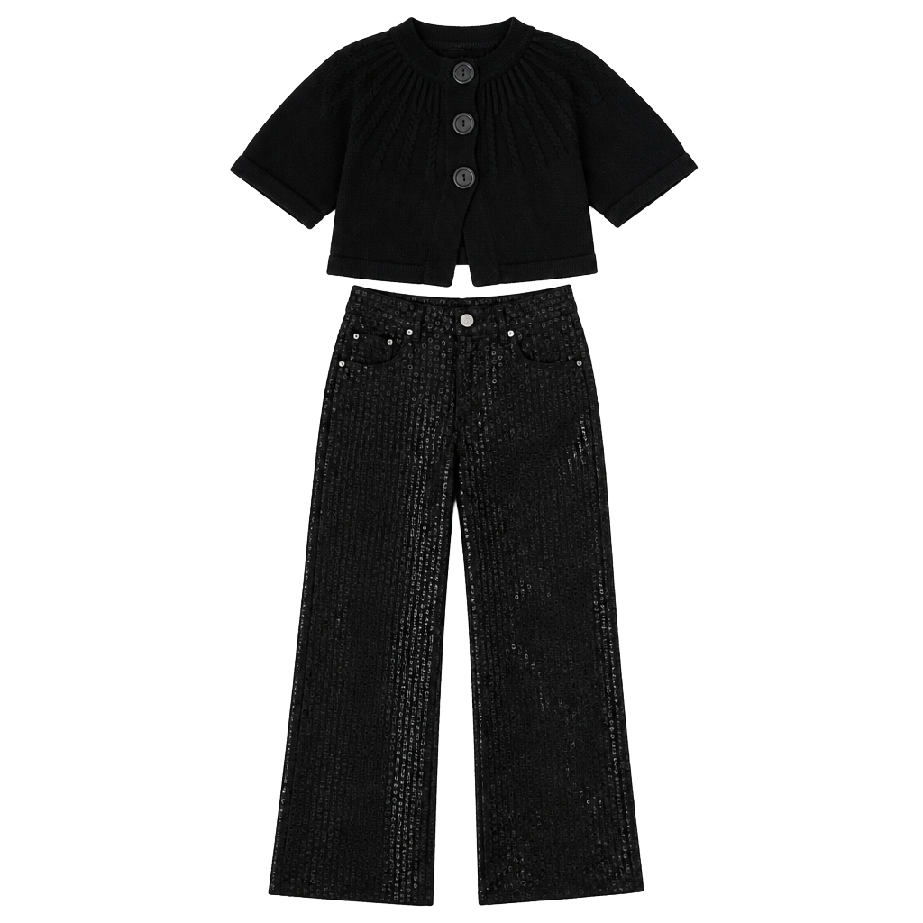 Vintage Y2K Z.Cavaricci Black Sequin Low Rise Pants Size 3 1