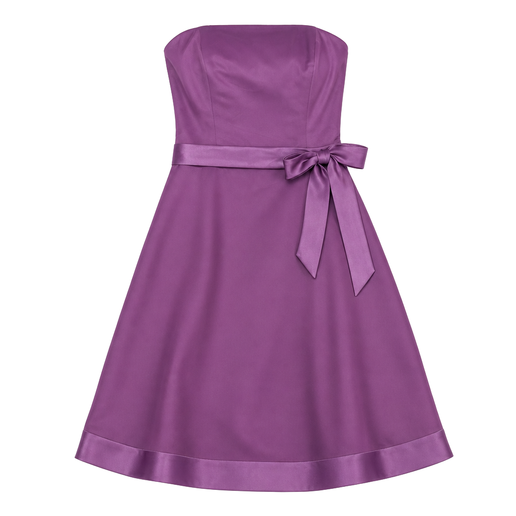 NWT Vintage Y2K Eden Maids Orchid Purple Satin Strapless Midi Dress 6 1