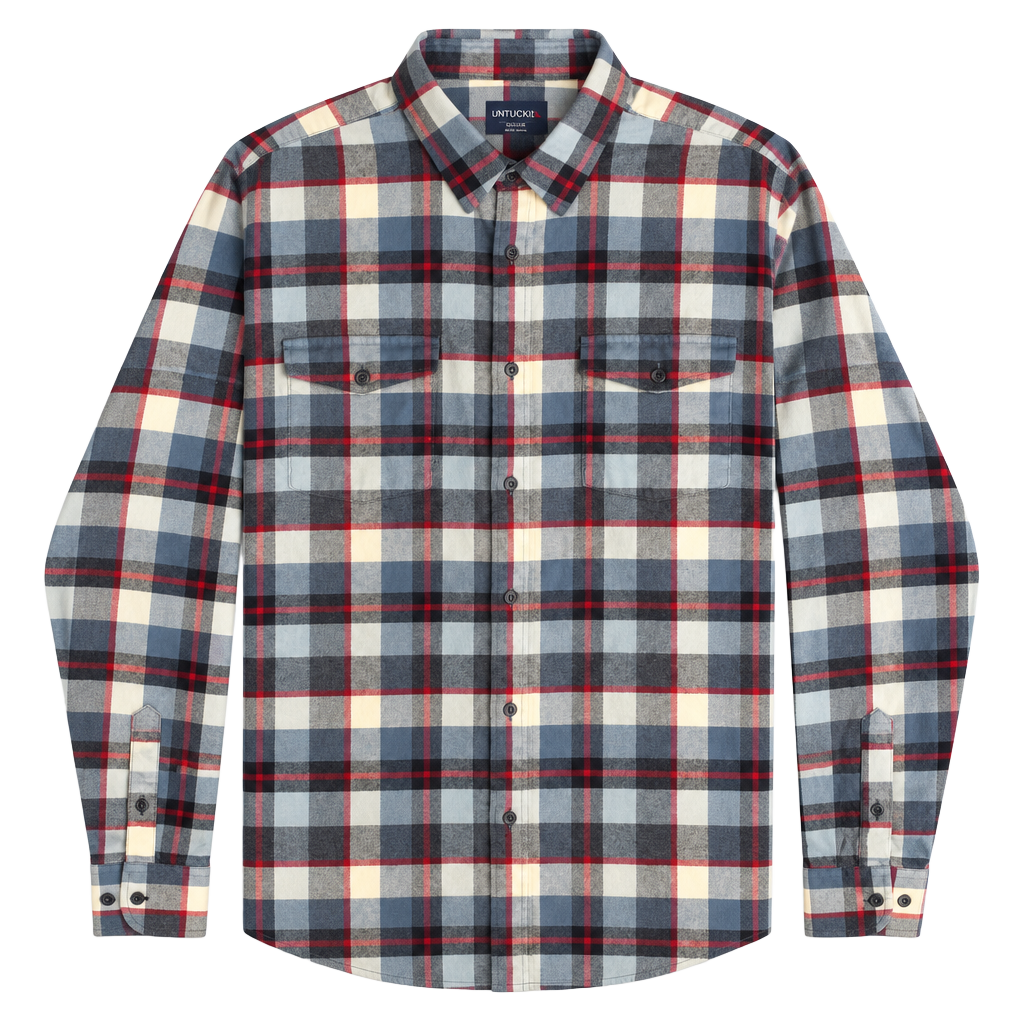 UNTUCKit Flannel Plaid Shirt Size XX-Large Blue Red Long Sleeve Cotton 1