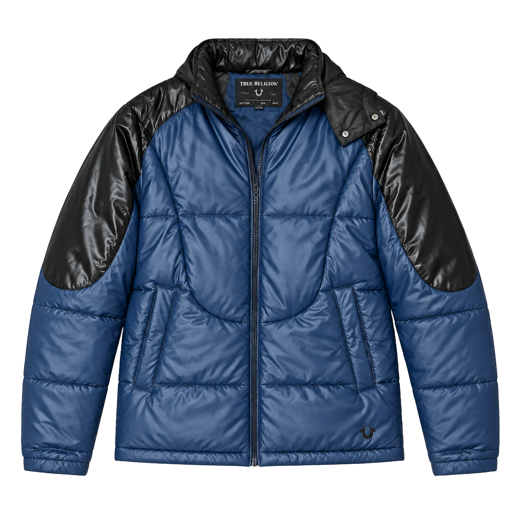 True Religion Puffer Jacket Blue Black 1