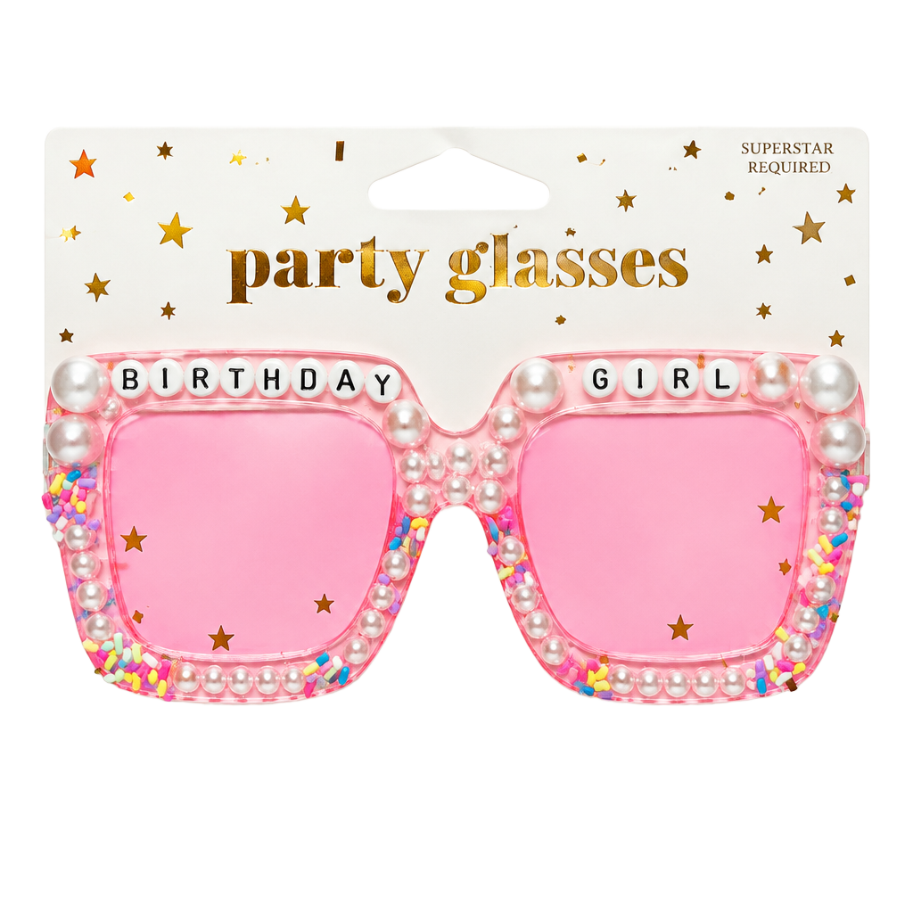 1616 Holdings Pink Birthday Girl Pearl Sprinkles Party Glasses 1