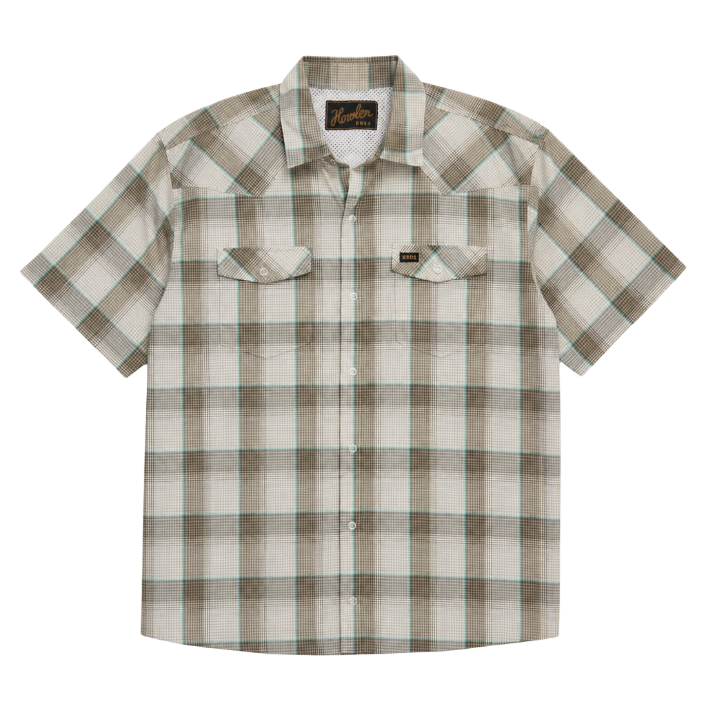 Howler Brothers Gaucho Snapshirt Plaid Western Short Sleeve Shirt 1