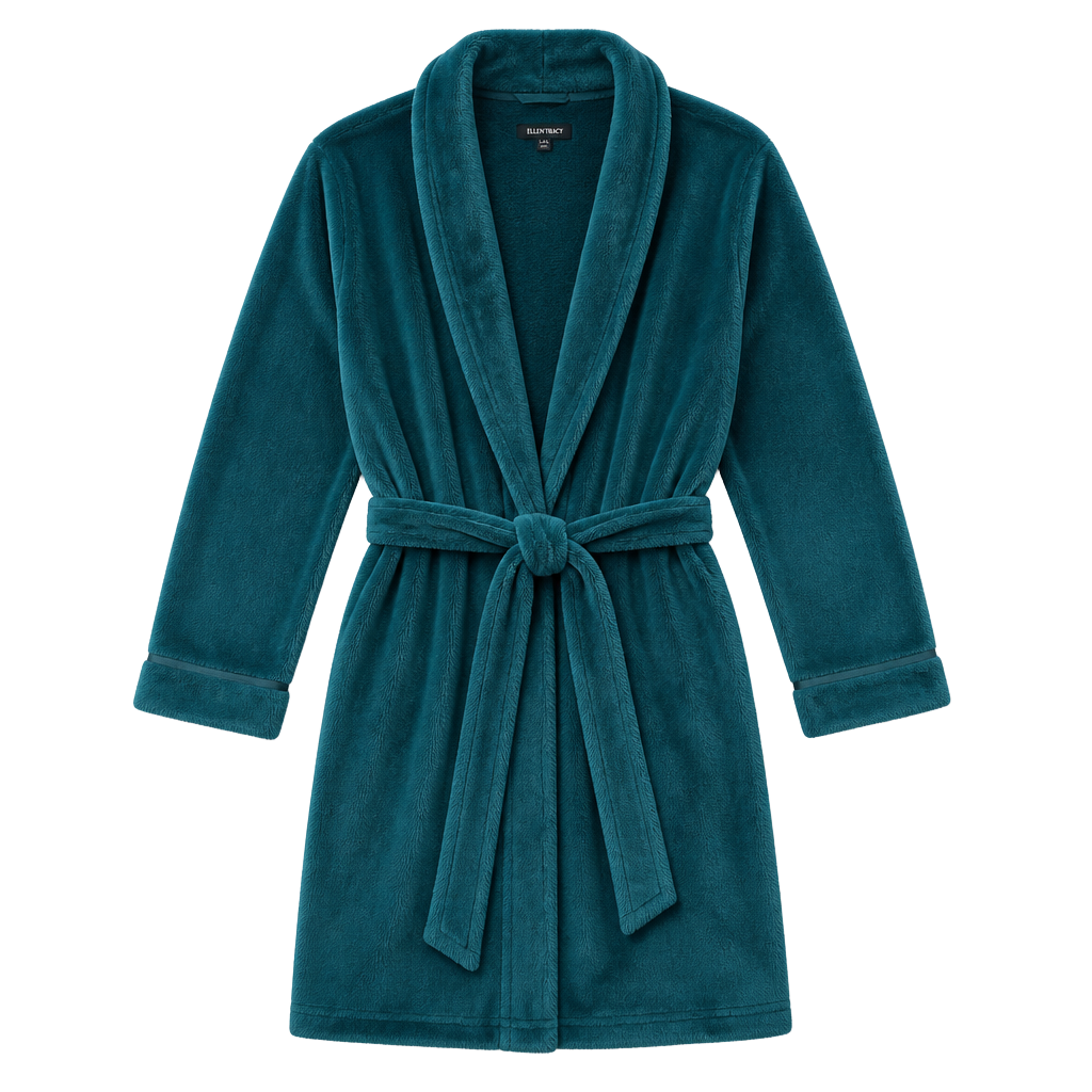 Ellen Tracy Teal Green Plush Fleece Shawl Collar Robe 1