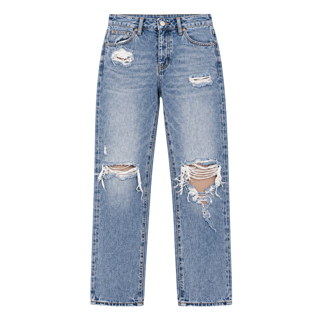 PacSun Distressed Straight Leg Jeans Blue Denim 1