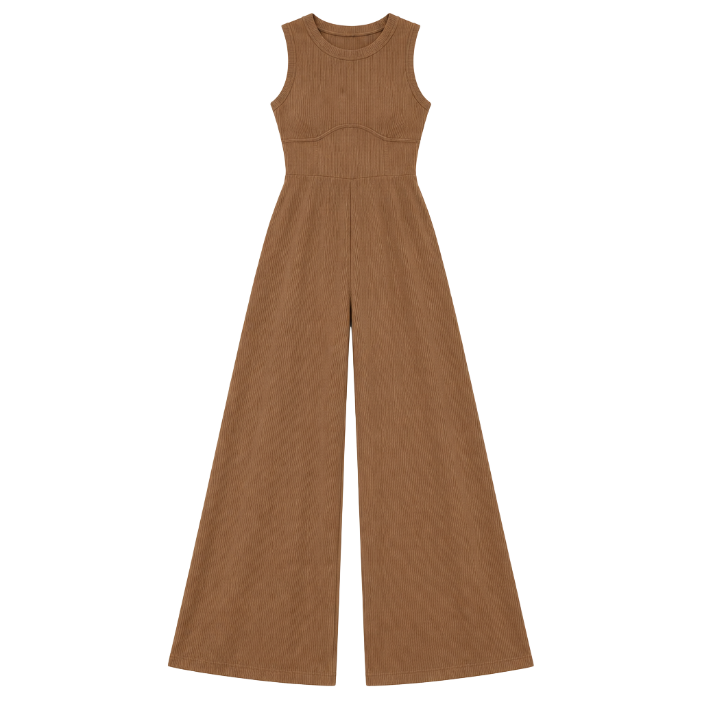 š¤āØ CIDER MOCHA RIBBED WIDE-LEG JUMPSUIT ⢠SNATCHED WAIST + ELEVATED NEUTRAL āØš¤ 1