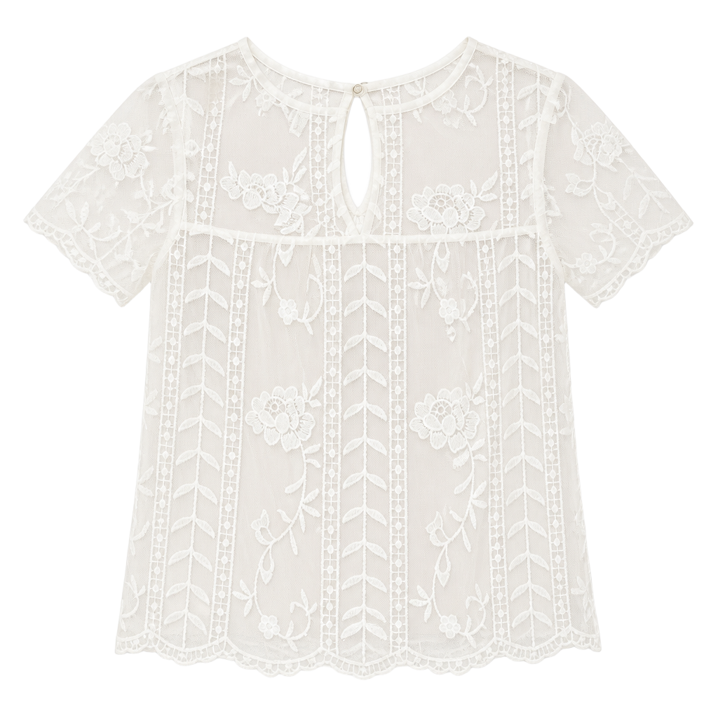 boho white floral lace sheer top
good for layering 1