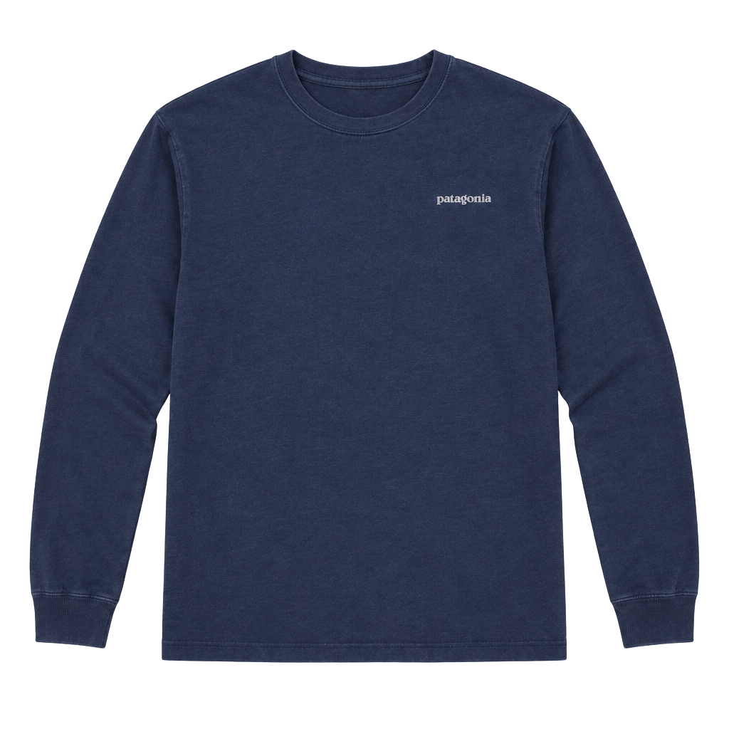 Patagonia Men's Navy Blue Long Sleeve Logo T-Shirt Regular Fit Size L 1