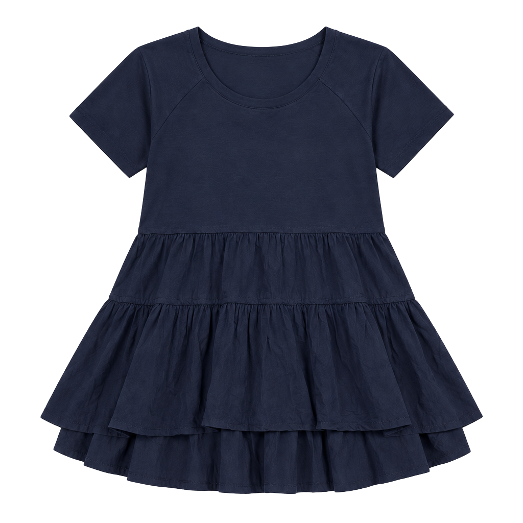 Anthropologie Navy Blue Tiered Ruffle Peplum Top Short Sleeve XS 1