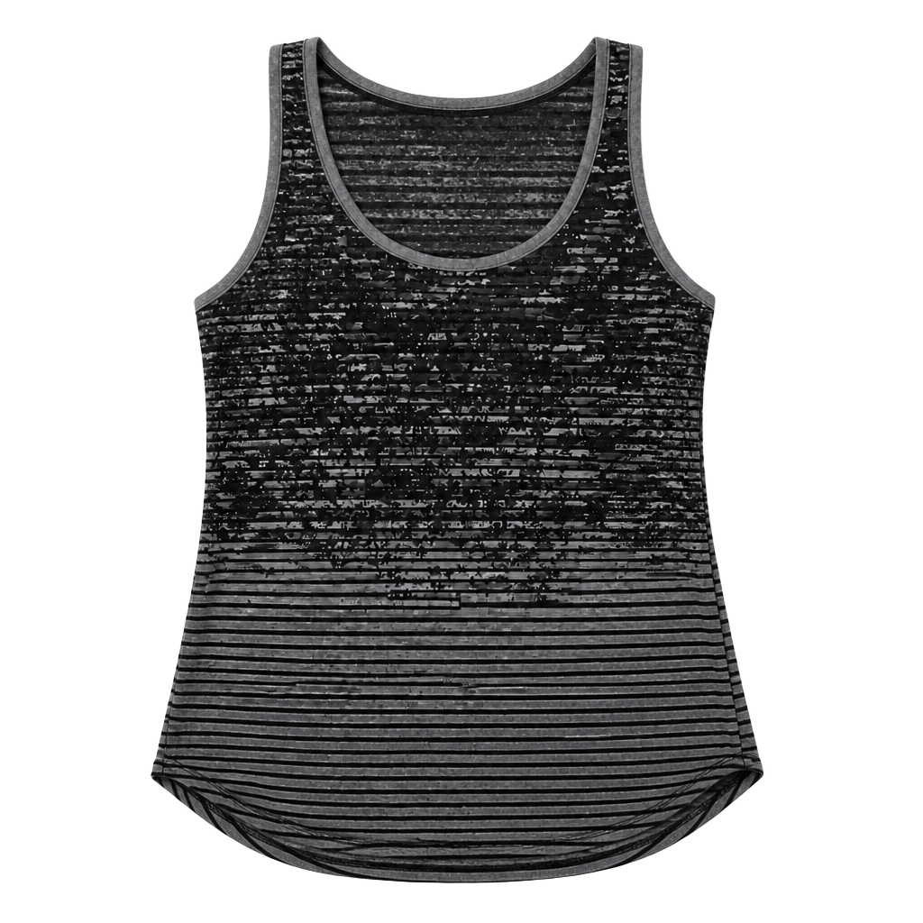 AllSaints Tank Top Size Small Black Gray Striped Sheer Abstract Size Small 1