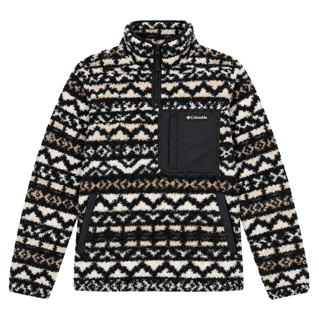 Columbia Printed Fleece Pullover Black White Pattern Size Medium 1