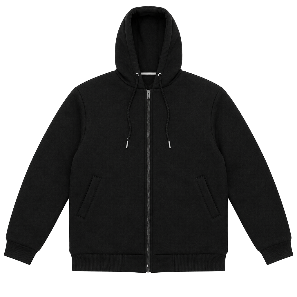 Comfrt Weighted Hoodie Size Large Black Zip Up Pocket 1