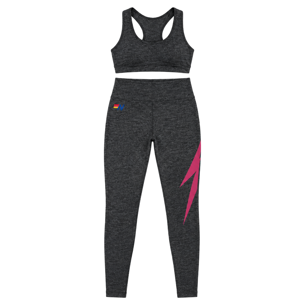 Aviator Nation Leggings Size XS Charcoal Gray Pink Lightning Bolt 1