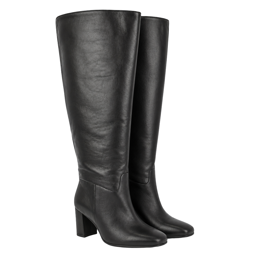 Black Leather Square Toe Over-the-Knee Boots Women’s Size 9 New 1