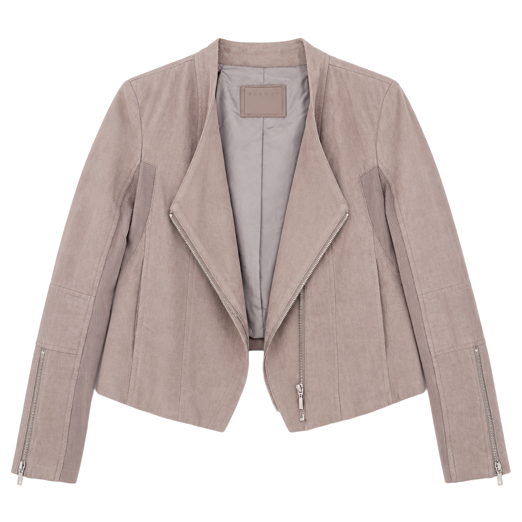 BlankNYC Moto Style Jacket Taupe Cotton Blend Size M 1
