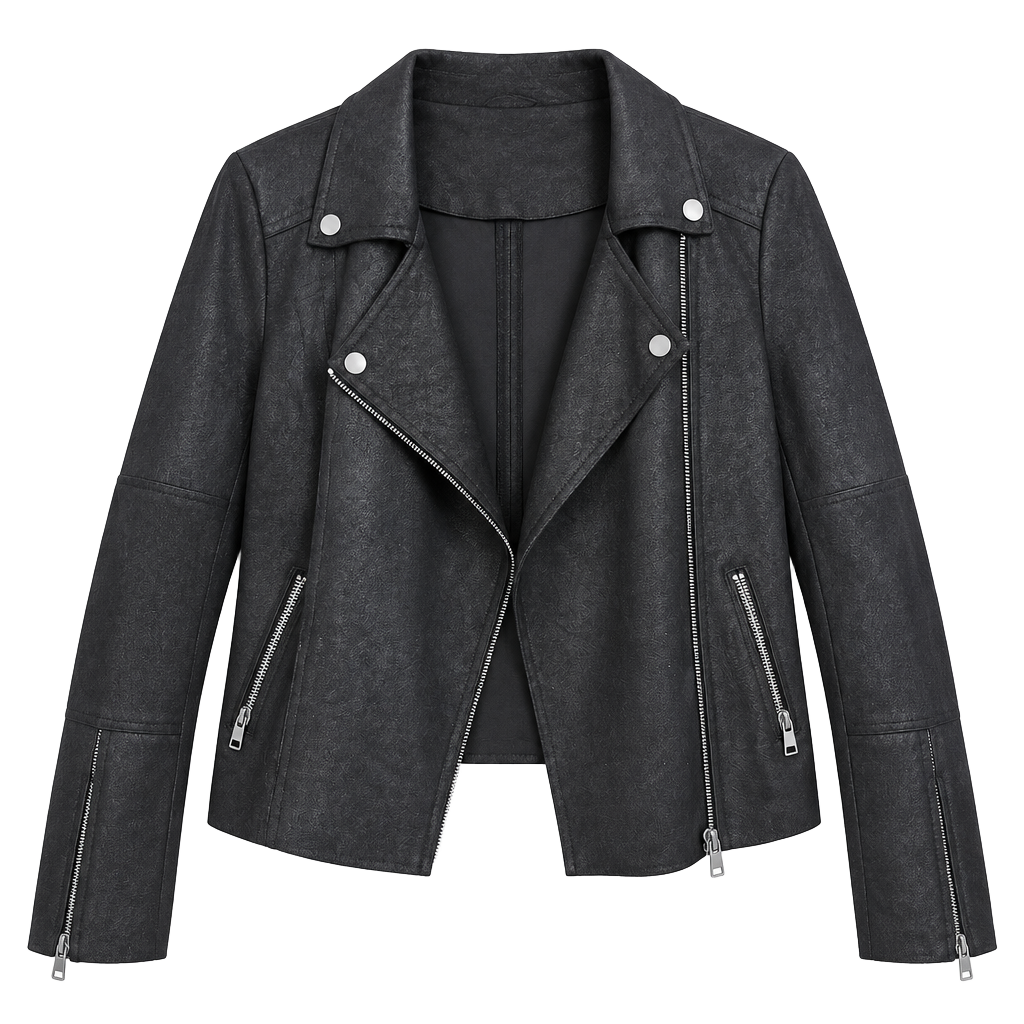 Evereve Moto Jacket Size M Black Vegan Suede Biker Zip Up 1