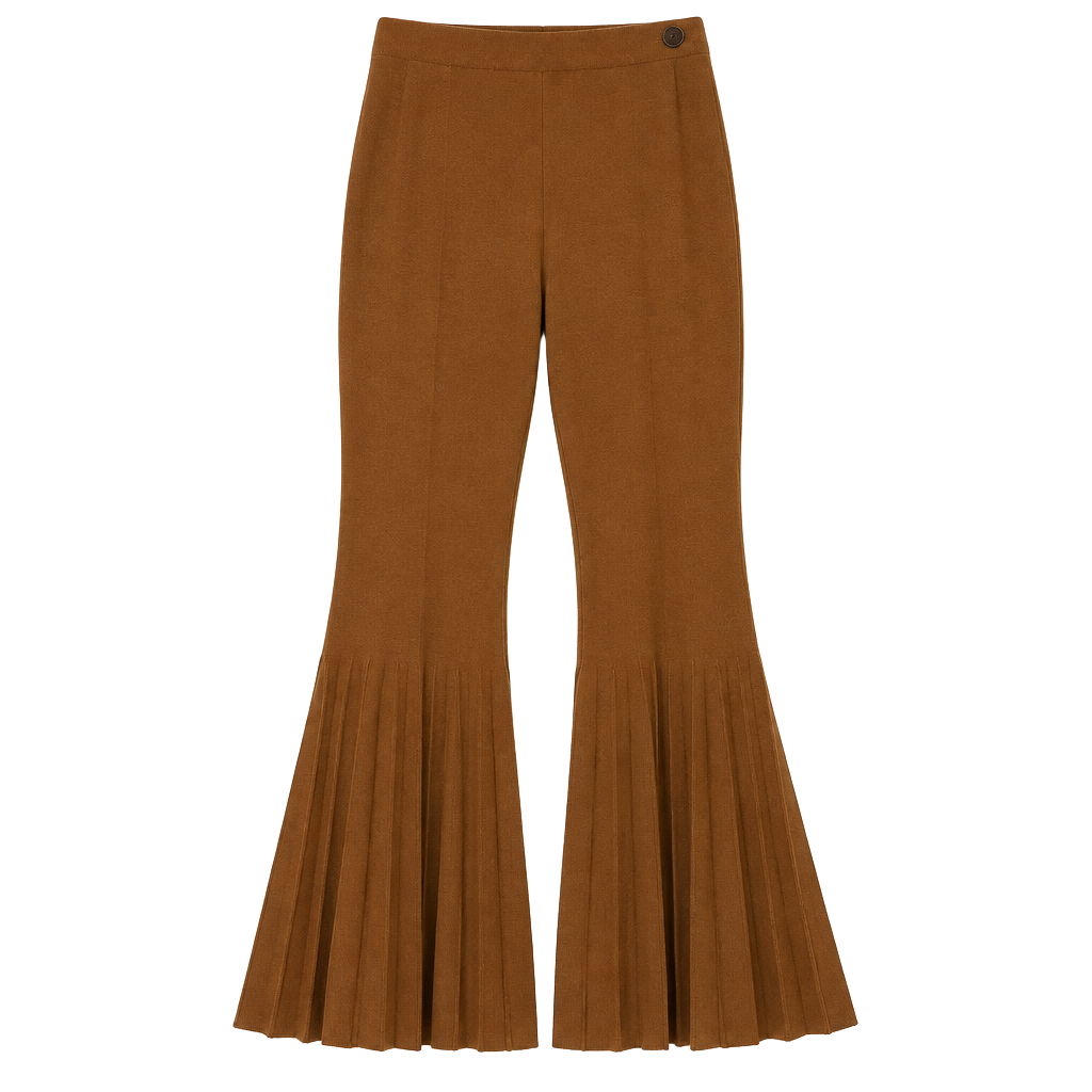 W.A.Y Suede Fringe Bell Bottom Pants Size XL Brown Western Boho Flare Trousers 1