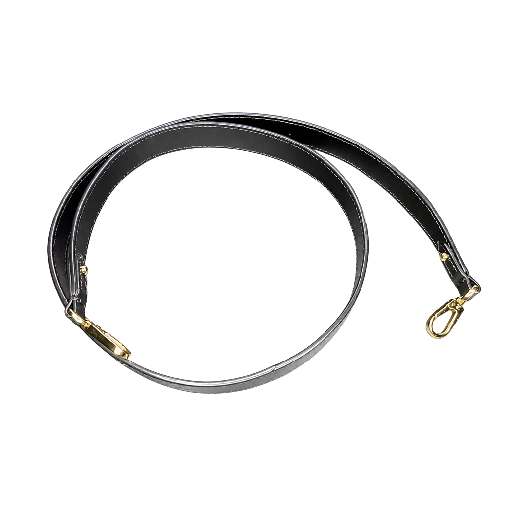 Black Leather Replacement Shoulder Strap with Gold-Tone Hardware 1