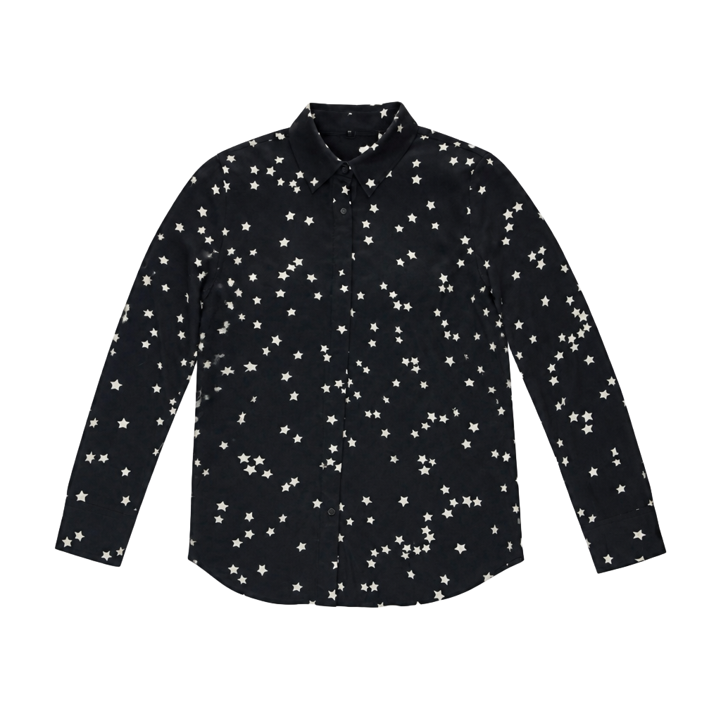 Equipment Femme Silk Star Print Button Down Shirt Size M 1