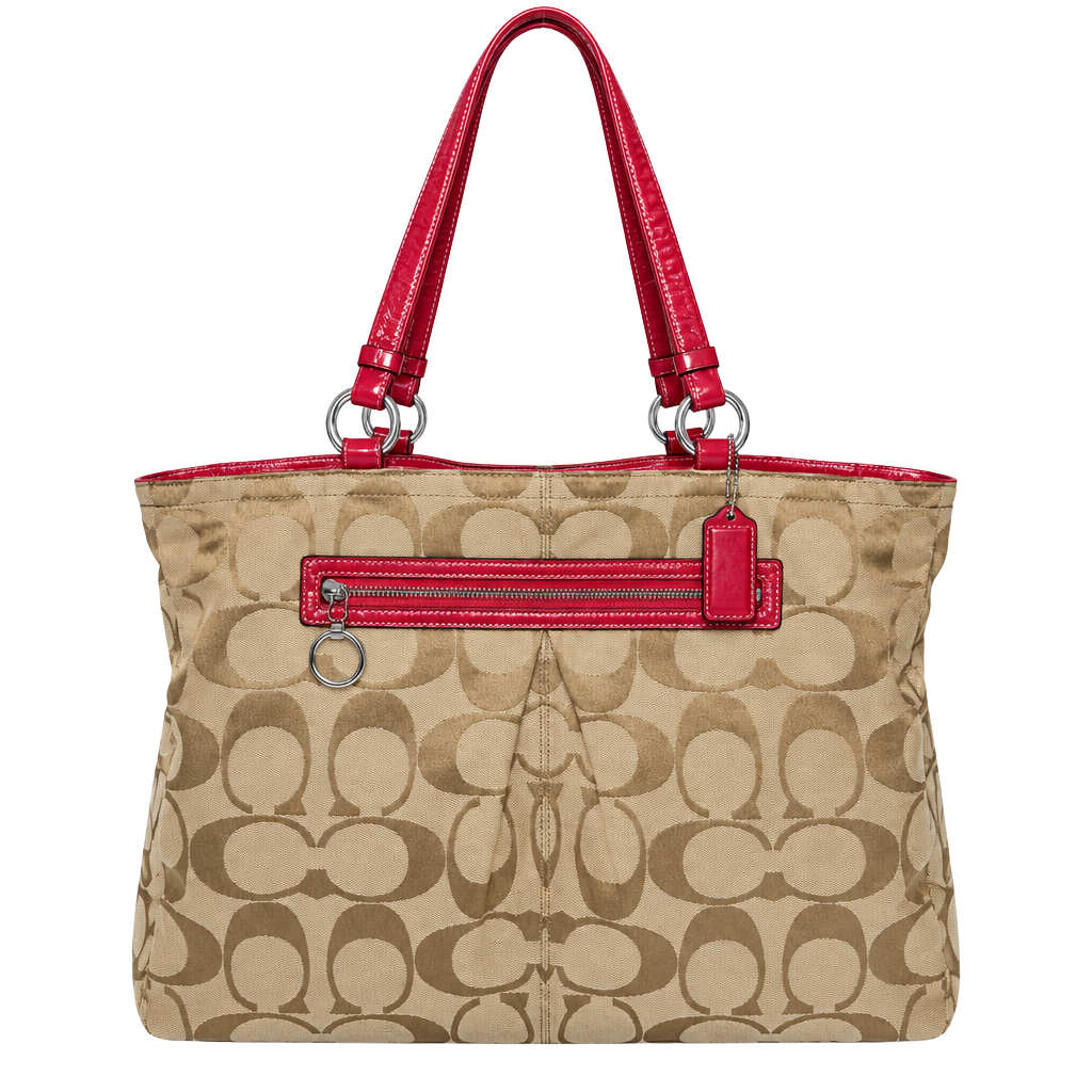 Coach Signature Logo Gabby XL Carryall Shopper Tote Beige/Coral Pink 1