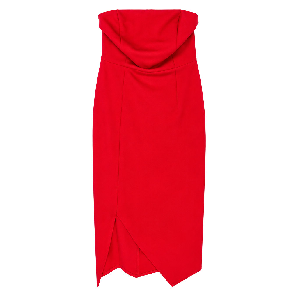 Lulus Strapless Midi Dress Size S Red Front Slit 1
