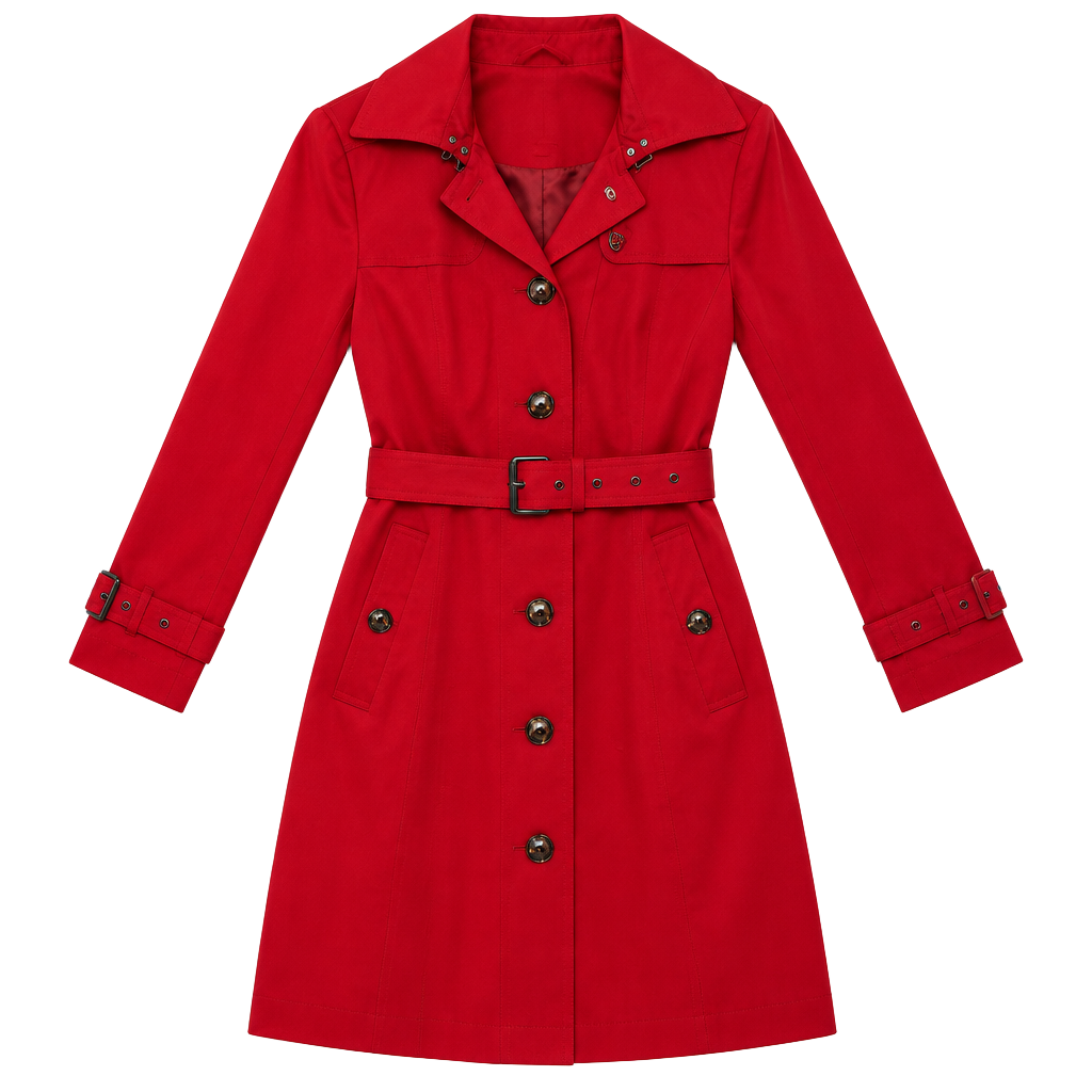 Michael Kors Red Belted Trench Coat Size M 1